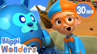 Blippi Wonders  Blippi Learns About Ocean Islands  More  Blippi Animated Series  Kids Cartoon [upl. by Nanor480]