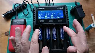 Xtar VX4 Battery Charger Capacity Tester [upl. by Nodyarb]