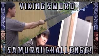 Viking Challenge Viking Sword cutting Steel Plate Thrand  Reply to Samurai Challenge [upl. by Verina]