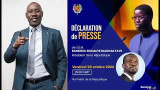 Direct Déclaration de Presse de SEM Bassirou Diomaye Faye [upl. by Randa]