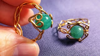 Aventurine Ring 銅線編織青菱石（綠東菱）戒指DIY its classical style 典雅的風格 happy energy take away 把快樂能量戴著走 [upl. by Minerva]