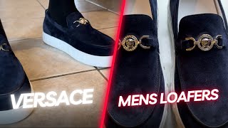 VERSACE MEDUSA 95 SUEDE GRECA Loafers Unboxed  ON FEET REVIEW short [upl. by Anyaj]