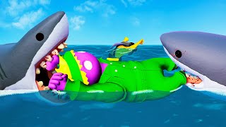 My Friend Gets EATEN by Sharks  Gang Beasts Funny Moments [upl. by Amerd359]