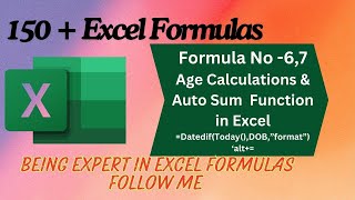 150 Excel Formulas with Examples  DATEDIF amp AutoSum Function in Excel [upl. by Torie]