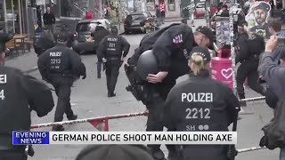 German police shot a man allegedly threatening them with a hammer in Euro 2024 host city Hamburg [upl. by Marlen123]