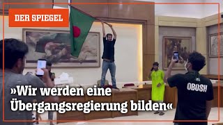 Bangladeschs Ministerpräsidentin geflohen Demonstranten stürmen Regierungspalast  DER SPIEGEL [upl. by Gwenette596]