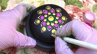 DIY How to Make a Mandala Stone  Painted Dotting Art  Satisfying Painting Rocks [upl. by Omoj709]