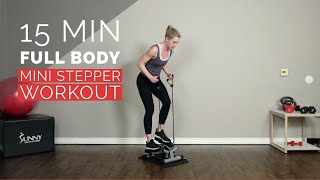 15 Minute Full Body Mini Stepper with Bands Workout [upl. by Yeltnerb]