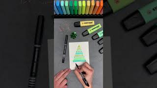 Simple christmas tree made with the STABILO BOSS ORIGINAL Pastel 🎄 [upl. by Adnole]