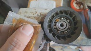 Serpentine Belt tensioner pulley noise grease it DIY guide [upl. by Suixela285]