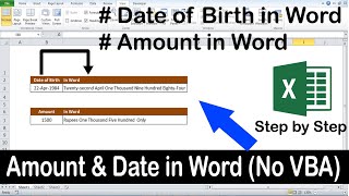 Excel Formula Convert Number to Words in Rupees  Date or Birth to Word in Excel NO VBA [upl. by Teriann]