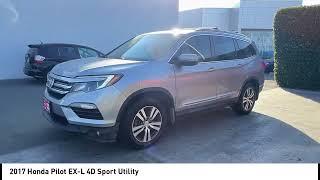 2017 Honda Pilot Lunar Silver Metallic Gray wLeatherTrimmed Seats madera Visalia Fresno Financing [upl. by Shah979]