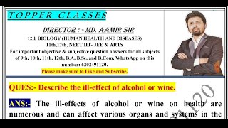 Describe the illeffect of alcohol or wine  aamir sir patna [upl. by Lily]