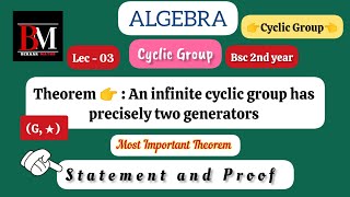 An infinite cyclic group has precisely two generators  Statement and Prove  Cyclic groups [upl. by Horan]