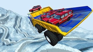 Beamng drive  Snow Cliff Car Jumps amp Falls [upl. by Nickolai]