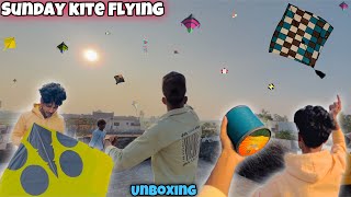 Sunday Kite Flying Vlog😍  Unboxing Monofill Gattu😱  Old Packing🔥  Kite Fight With Friends [upl. by Bullen]