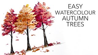 Simple Autumn Watercolour Trees You Will Absolutely LOVE Painting [upl. by Nalod]