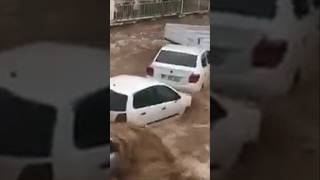 Heavy rain has caused flooding in the center of Platja dAro in Catalonia Spain [upl. by Aznecniv]