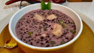 MASARAP na Pang ALMUSAL O MERIENDA  GINATAANG TAPOL with SAGO and GABI l Black Glutinous Rice [upl. by Eednak]