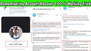 Facebook Remembering Account Recover  Recover Memorialize Account  How To Recover Remembering fb [upl. by Daveta]