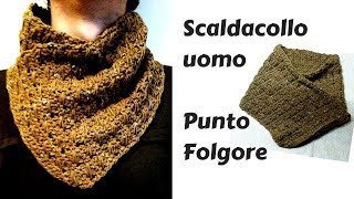 Scaldacollo da uomo Punto Folgore  uncinetto facile  Man scarf crochet [upl. by Anayt]