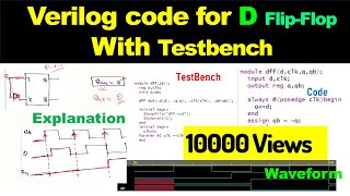 Verilog code for D Flip Flop with Testbench [upl. by Valley]