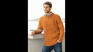 Узоры Спицами для Мужского Джемпера  модели 2019  Patterns for Mens Sweaters  Pullover [upl. by Loralie]