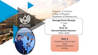 Dosage Form Design part 3 properties of desired goal drugs chemical modification prodrug [upl. by Vtarj]