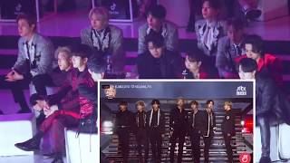 GOT7 MONSTA X REACTION TO BTS DIONYSUS  GDA 2020 [upl. by Rangel]