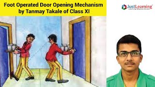 Foot Operated Door Opening Mechanism By Tanmay Takale  Just Learning [upl. by Ahilam951]