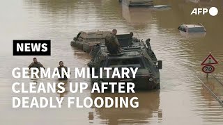 Germany military clears flooded highway  AFP [upl. by Amin]