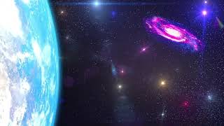 Space screensaver 4k with a beutiful galaxy and rotating blue planet Earth [upl. by Ycnej12]