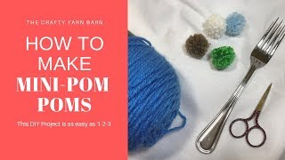 How to make Mini Pom PomsSuper EASY amp FUN  How to Make a Pom Pom with a Fork [upl. by Anelas]