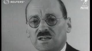 POLITICS Clement Richard Attlee gives a speech before election time in 1935 1935 [upl. by Ysabel]