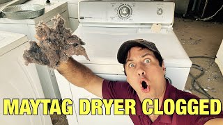 Maytag dryer taking too long to dry  Not getting hot enough  No just clogged up with lint [upl. by Amati]