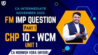 FM Marathon  IMP Que  Chp 10  Part 1  CA Inter Nov 2023  CA Mohnish Vora MVSIR [upl. by Campney]