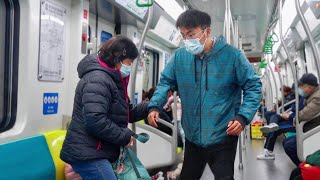 Disabled Boy Cant Find a Seat on the Subway  Social Experiment 当看到行动不便的男生走进地铁车厢，大家主动起身的动作太暖了 [upl. by Gans985]