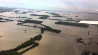 Aerial view of flooding from explosive breach of Birds Point levee [upl. by Kred]