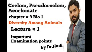 Classification of animals on the basis of Coelom Acoelomate and Pseudocoelomate in Urdu Hindi [upl. by Ev]