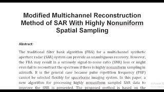 Modified Multichannel Reconstruction Method of SAR With Highly Nonuniform Spatial Sampling [upl. by Critchfield]