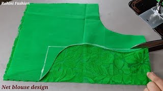 Net blouse designcutting and stitching back neck [upl. by Airotna]