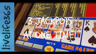 3 Jackpots at One Time handpayjackpot highstakesgaming videopoker gambling livelife365 [upl. by Tabbie]