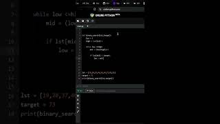 Implementing Binary Search Algorithm  Python Code Animation  DSA dsa [upl. by Kehoe814]