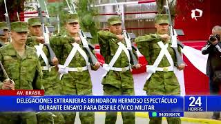 Gran Parada y Desfile Militar delegaciones extranjeras realizaron último ensayo [upl. by Jennine]