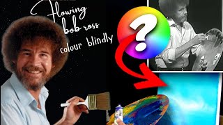 🎨❓ quotColorblindquot Bob Ross Painting Challenge  Can I guess the right colors [upl. by Carita]