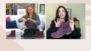 Earth Leather LaceUp Ankle Boots Janel on QVC [upl. by Nahguav]