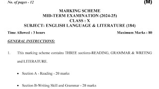 class 10 english Marking scheme081024Mid term examanswers officialanswerkey10english [upl. by Acsehcnarf]