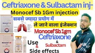 Ceftriaxone and Sulbactam for injection Monocef Sb 1gm injectionUse and Side Effects Hindi [upl. by Eittik]