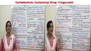 Class 95  Carbohydrate Containing Drug Part 01  Tragacanth Source Preparation amp Uses [upl. by Flynn128]