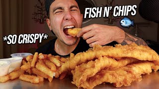 VERY DELICIOUS AND CRISPY Fish N Chips  Tartar Sauce  Fries Mukbang [upl. by Weigle]